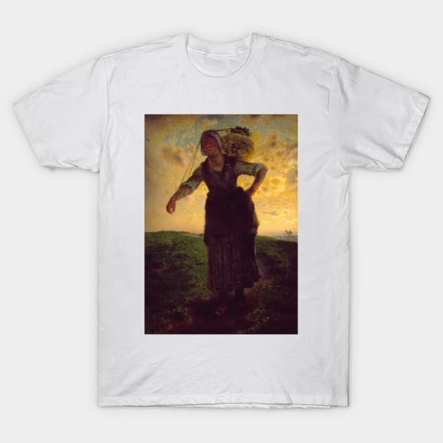 A Norman Milkmaid at Greville by Jean-Francois Millet T-Shirt by Classic Art Stall